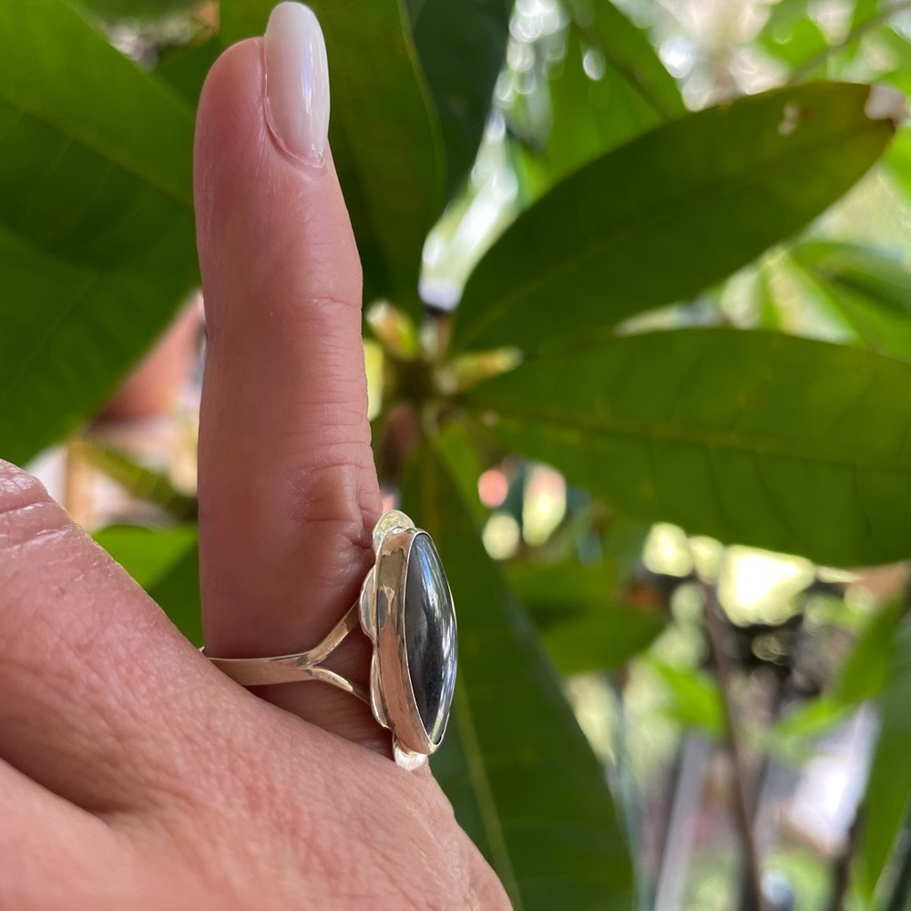 Hematite crystal stone S925 sterling silver ring - Picture 5 of 16